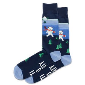 HOTSOX Men's Fuzzy Yeti To Party Non-Skid Crew Sock