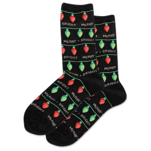 HOTSOX Women's Christmas Lights Crew Socks