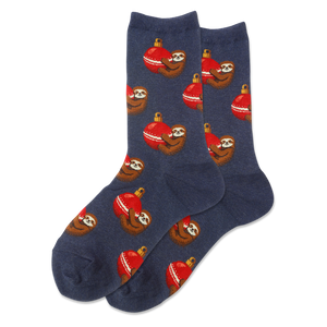HOTSOX Women's Holiday Sloth Crew Socks