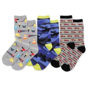 HOTSOX Kid's Tools 3 Pack Crew Socks