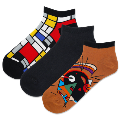 HOTSOX Men's Mondrian/ Kandinsky Low Cut Sock 3 Pack