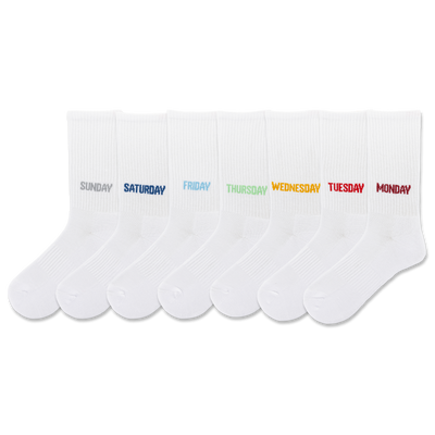 HOTSOX Unisex Days of the Week Crew Sock 7 Pack