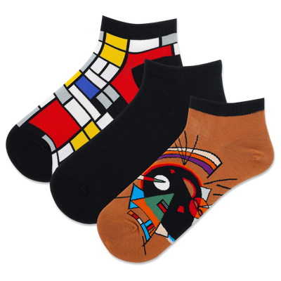 HOTSOX Women's Mondrian/Kandinsky Low Cut Sock 3 Pack