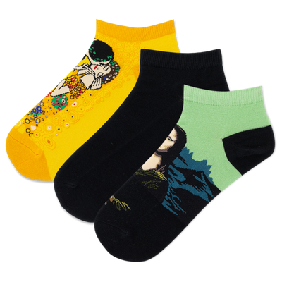 HOTSOX Women's da Vinci/ Klimt Low Cut Sock 3 Pack