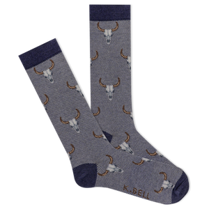 K.Bell Men's Cattle Skulls Denim Crew Socks