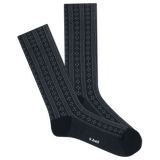 Women's pointelle crew socks in black color