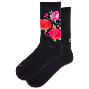 HOTSOX Women's Fuzzy Floral Crew