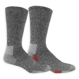 Pair of gray socks with brown accents on a white background
