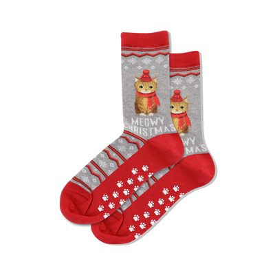 HOTSOX Women's Meowy Christmas Crew Socks