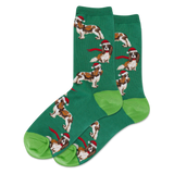 HOTSOX Women's Santa Dog Crew Socks