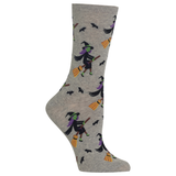 HOTSOX Women's Witch on a Broom Crew Sock