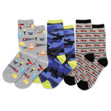 Three pairs of children's socks with different patterns on a white background thumbnail