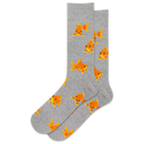 HOTSOX men's gray heather crew socks with a goldfish pattern on it.