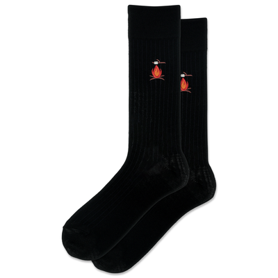 HOTSOX Men's Ribbed Campfire Embroidery Wool Crew Sock