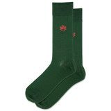 HOTSOX Men's Ribbed Maple Leaf Embroidery Wool Crew Sock