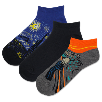 HOTSOX Men's Van Gogh/ Munch Low Cut Sock 3 Pack