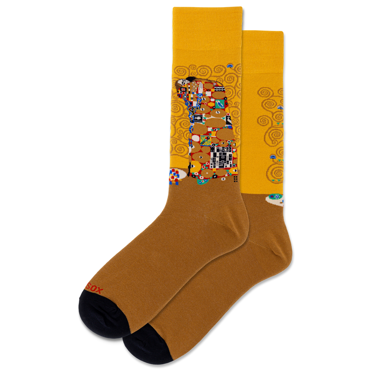 Pair of socks with artistic design on a white background