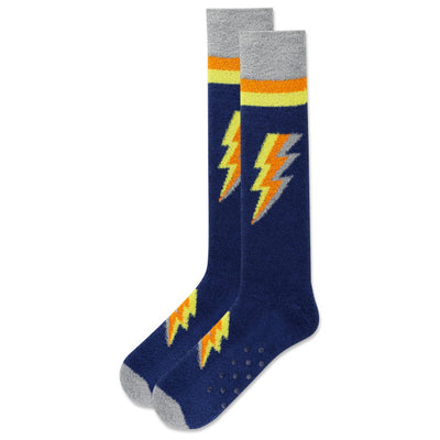 HOTSOX Men's Lightning Bolt Non-Skid Slipper Sock