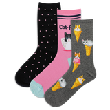 HOTSOX Women's Assorted Cat Sock 3 Pair Pack