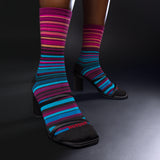 HOTSOX Women's Tropical Stripe Crew Socks thumbnail