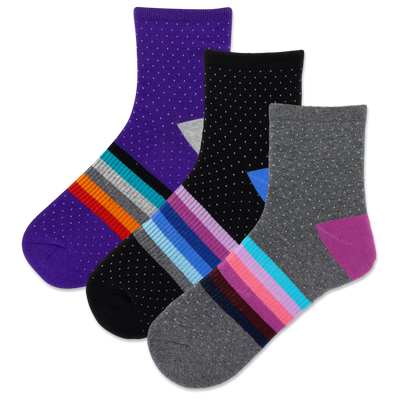 HOTSOX Women's Arch Stripe Anklet Sock 3 Pack