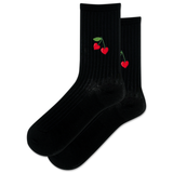 HOTSOX Women's Embroidery Cherry Heart Wool Crew Sock thumbnail