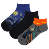 HOTSOX Women's Van Gogh/ Munch Low Cut Sock 3 Pack