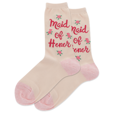 HOTSOX Women's Maid Of Honor Floral Crew Socks
