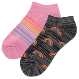 HOTSOX Women's Rainbow 2 Pack Low Cut Socks