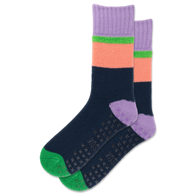 HOTSOX Women's Colorblock Non-Skid Slipper Sock