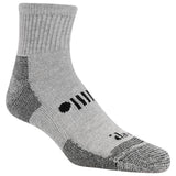 Gray sock with black accents on a white background