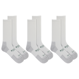 Set of three pairs of white Jeep socks with gray accents on a white background