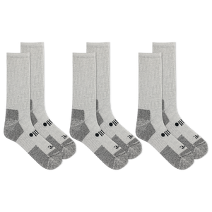 Set of three pairs of gray Jeep socks with black accents on a white background