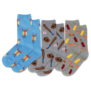 Multi-Colored HOTSOX Kid's Fourth Of July Hot Dog Crew Socks