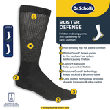 Dr. Scholl's Men's Advanced Relief Gripper Crew Socks 3 Pair Pack - Non-slip Grip, Cushioned Comfort