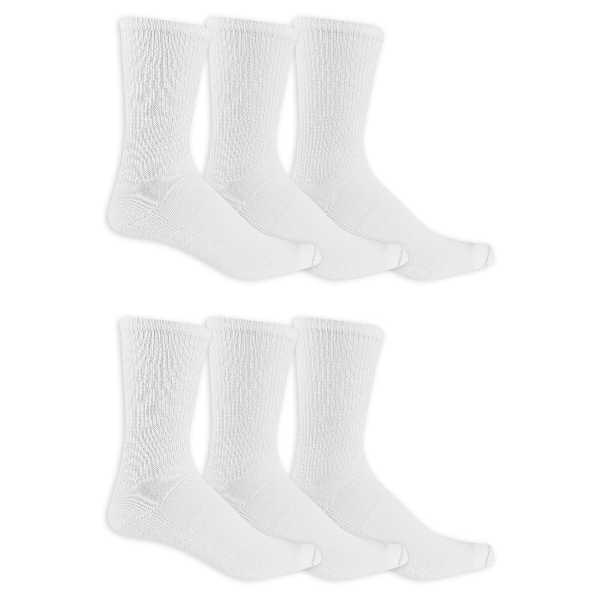 Set of six white socks on a white background