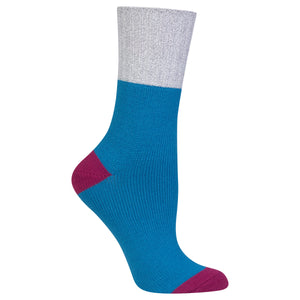 Dark Blue HOTSOX Women's Color Block Marl Cuff Boot Sock