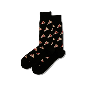 Black HOTSOX Men's Pizza Crew Socks