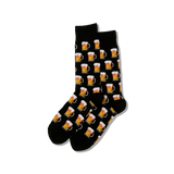 Black socks with beer mug pattern on a white background thumbnail
