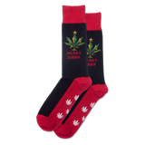 Black HOTSOX Men's Merry Juana Non Skid Crew Socks