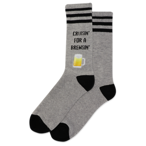 Gray Heather HOTSOX Men's Cruisin for a Brewsin Crew Socks