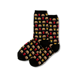 Black socks with fast food pattern on a white background