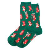 Green HOTSOX Women's Christmas Stocking Mouse Crew Socks