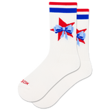 White socks with red and blue bows on a white background