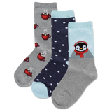 Set of three socks with different designs on a white background thumbnail