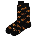 Black HOTSOX Men's Pizza Sloth Crew Socks