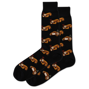 Black HOTSOX Men's Pizza Sloth Crew Socks