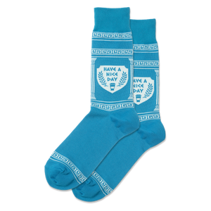 Turquoise HOTSOX Men's Have A Nice Day Crew Socks