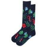 Navy HOTSOX Men's Frog Lizard Leaf Crew Sock