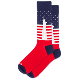 Red, white, and blue socks with Statue of Liberty design on a white background thumbnail